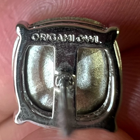 Origami Owl blue crystal rhinestone stud large silver tone statement bling shiny - Picture 2 of 4